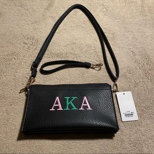 AKA Black Faux Leather Cross Functional Purse.